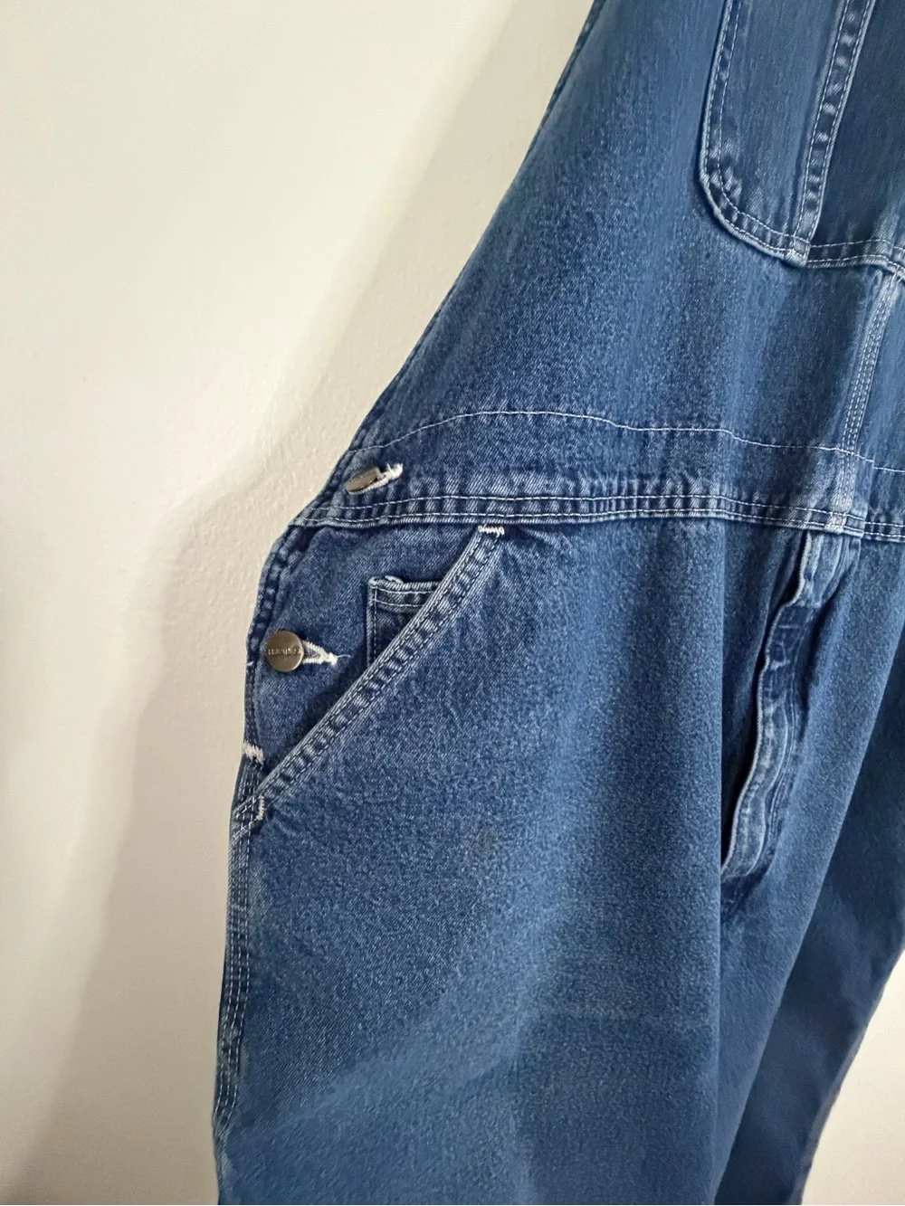 Carhartt Denim Overalls Men Size 44x27 Blue Stone Wash Workwear Dungaree